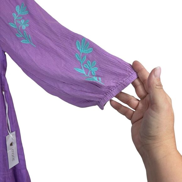 J Marie embroidered Madeline Dress Lavender Size S Peasant Cottagecore - Picture 4 of 10